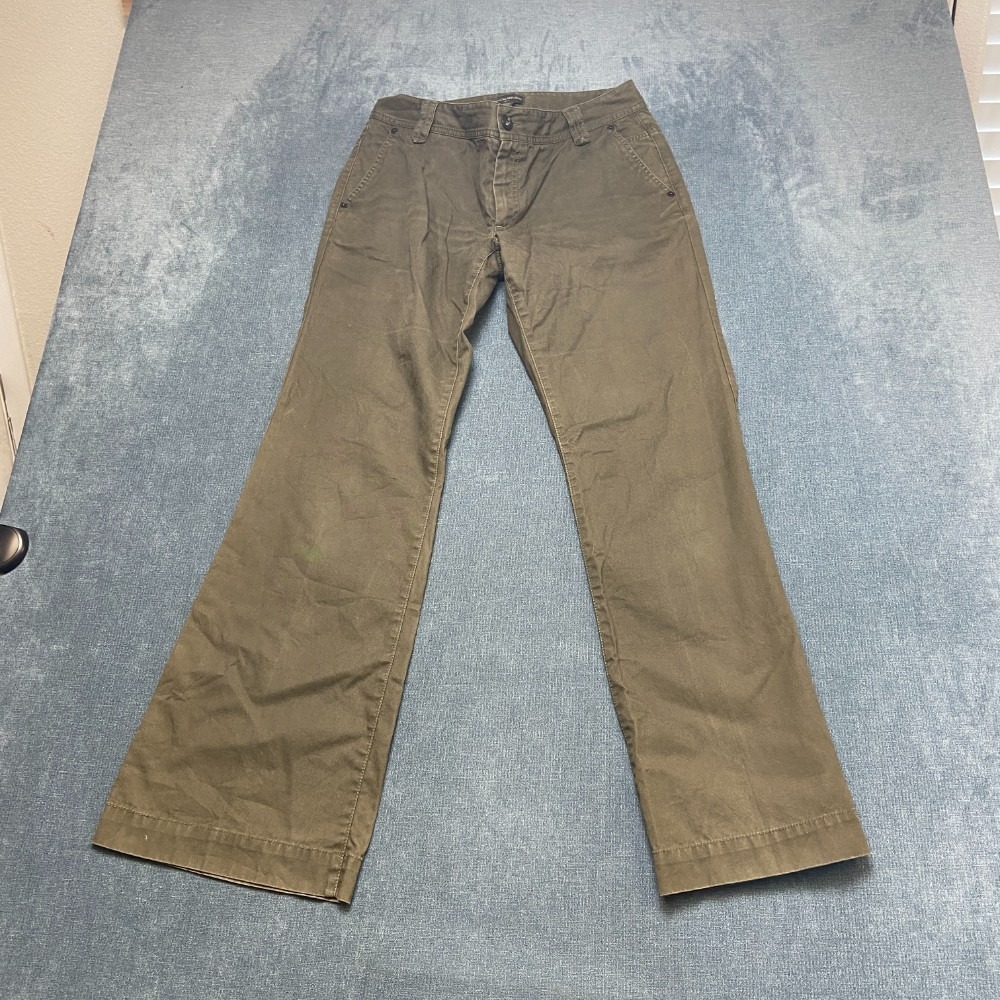 Banana Republic Chino Pants Womens 8 Olive Green Cotton Wide Leg Slash Pockets